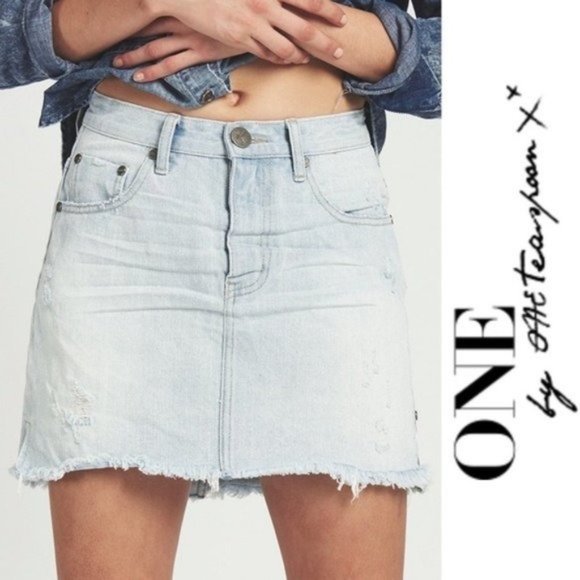 NWT One Teaspoon • High-Waist Denim Mini Skirt, 29 - Picture 1 of 16